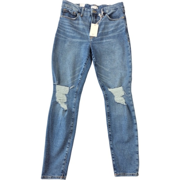 NWT Good American women’s blue distressed skinny jeans size 8/29 - Picture 1 of 11